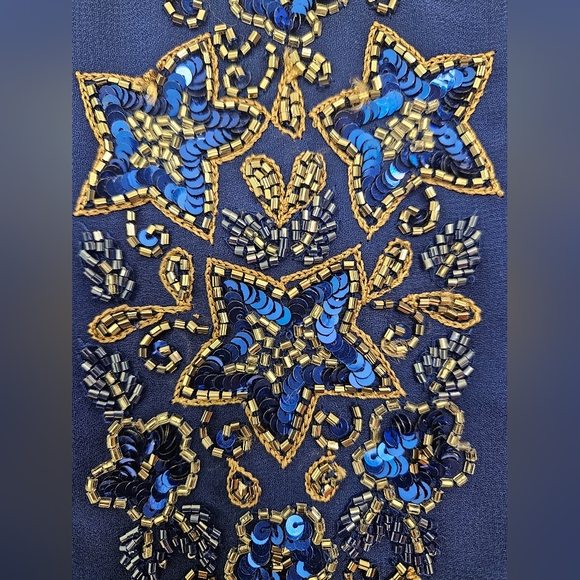 Women’s Formal Dress Size 14 P JKara Gown Beaded Sequins Floral Short Sleeve - Picture 3 of 11